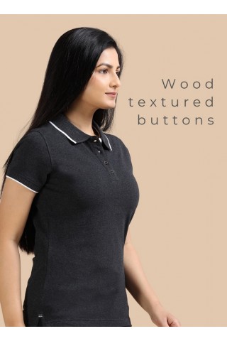 Womens Charcoal Melange  Collar