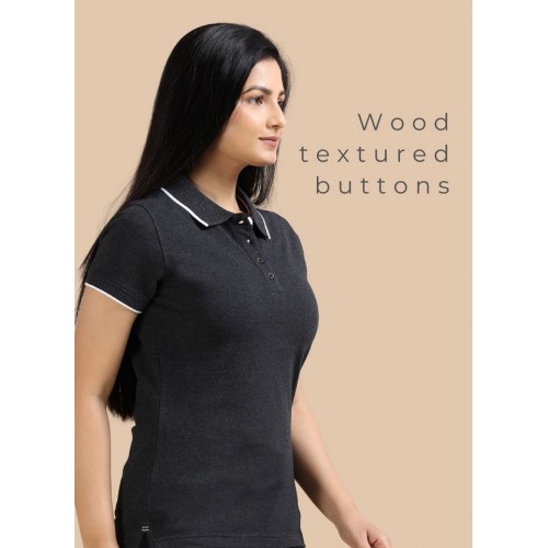 Womens Charcoal Melange  Collar