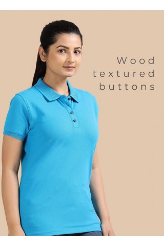 Womens  Aqua Blue  Collar