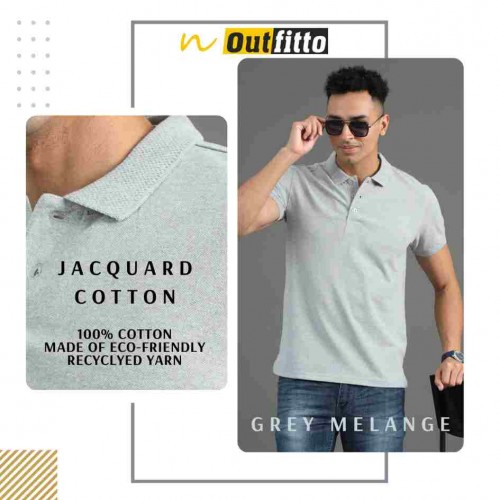 Grey Melange Jacquard Cotton Outfitto