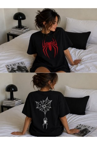 Spider web oversized graphic tee 