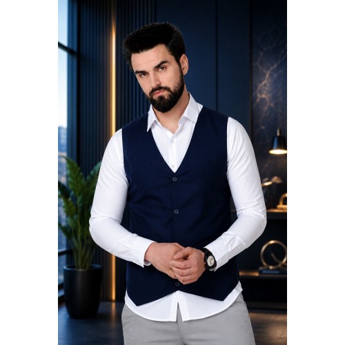 Waist Coat - Navy Blue
