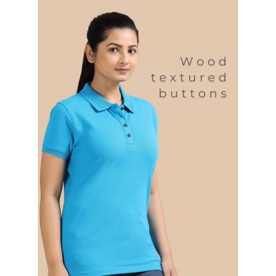 Womens  Aqua Blue  Collar