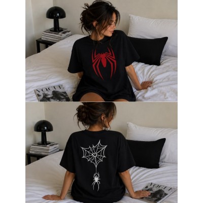 Spider web oversized graphic tee 